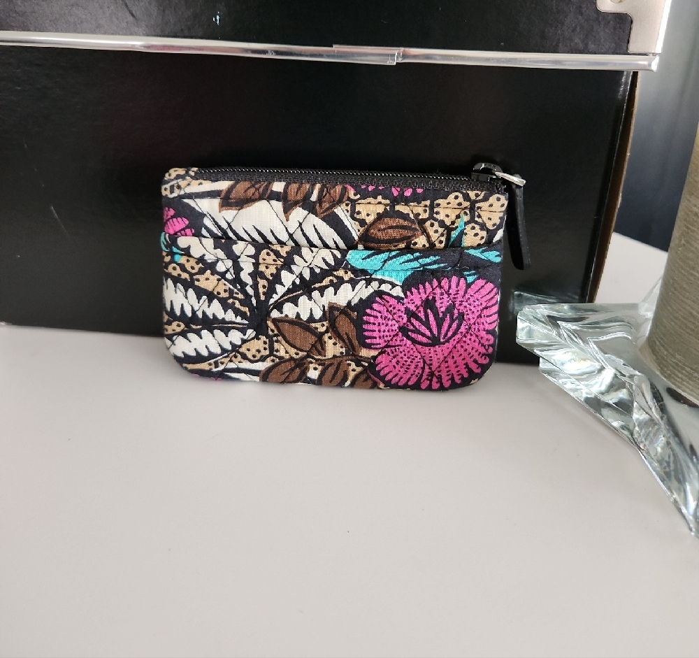 Vera Bradley Pink and Brown Floral Wallet with Bold Design